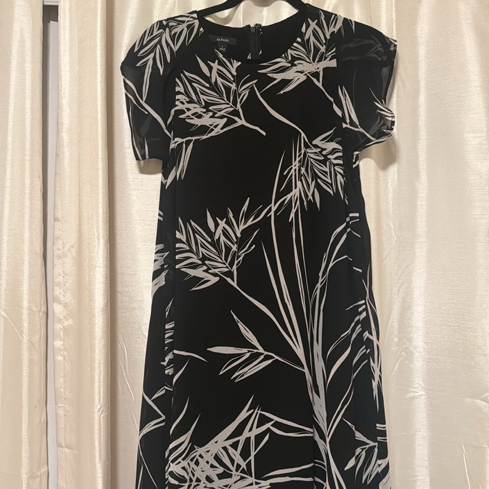 High low black and white dress